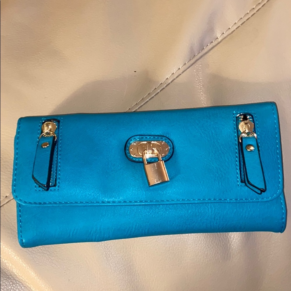 Teal clutch wallet